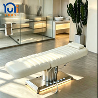 Lit de salon de beauté en cuir PU avec base en acier inoxydable, lit de massage spa, lit facial adapté aux salons de beauté