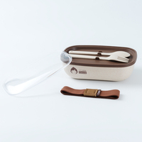 Vente en gros Boîtes à lunch OEM en fibre de coque avec couverts monocouche Meilleure vente Boîte à lunch Bento durable sans Bpa