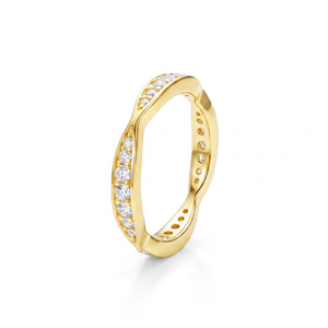 Yellow Gold Moissanite Eternity Band <b>Ring</b> Round Brilliant Cut Channel Setting Classic Style Unisex Wedding <b>Ring</b> - Product Image 1