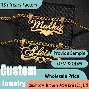 Joyería personalizada DIY Cadena de clavícula letra personalizada colgante regalo de Navidad 18K chapado en oro de acero inoxidable nombre collar - Product Image 2