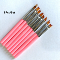Lot de 8 pinceaux professionnels pour nail art, manche en nylon souple, 40g, pour fleurs, usage DIY UV, fourni directement par l'usine pour l'export.