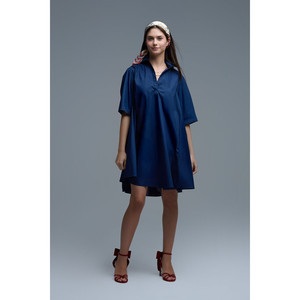 Vestido de Popelina Oversize con Manga 3/4 en Azul Marino - Product Image 3