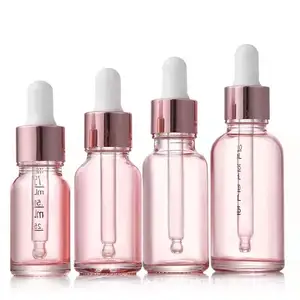 5ml10ml15ml20ml30ml50ml100ml di lusso rosa vetro trasparente contagocce bottiglia per cosmetici olio essenziale di oro rosa