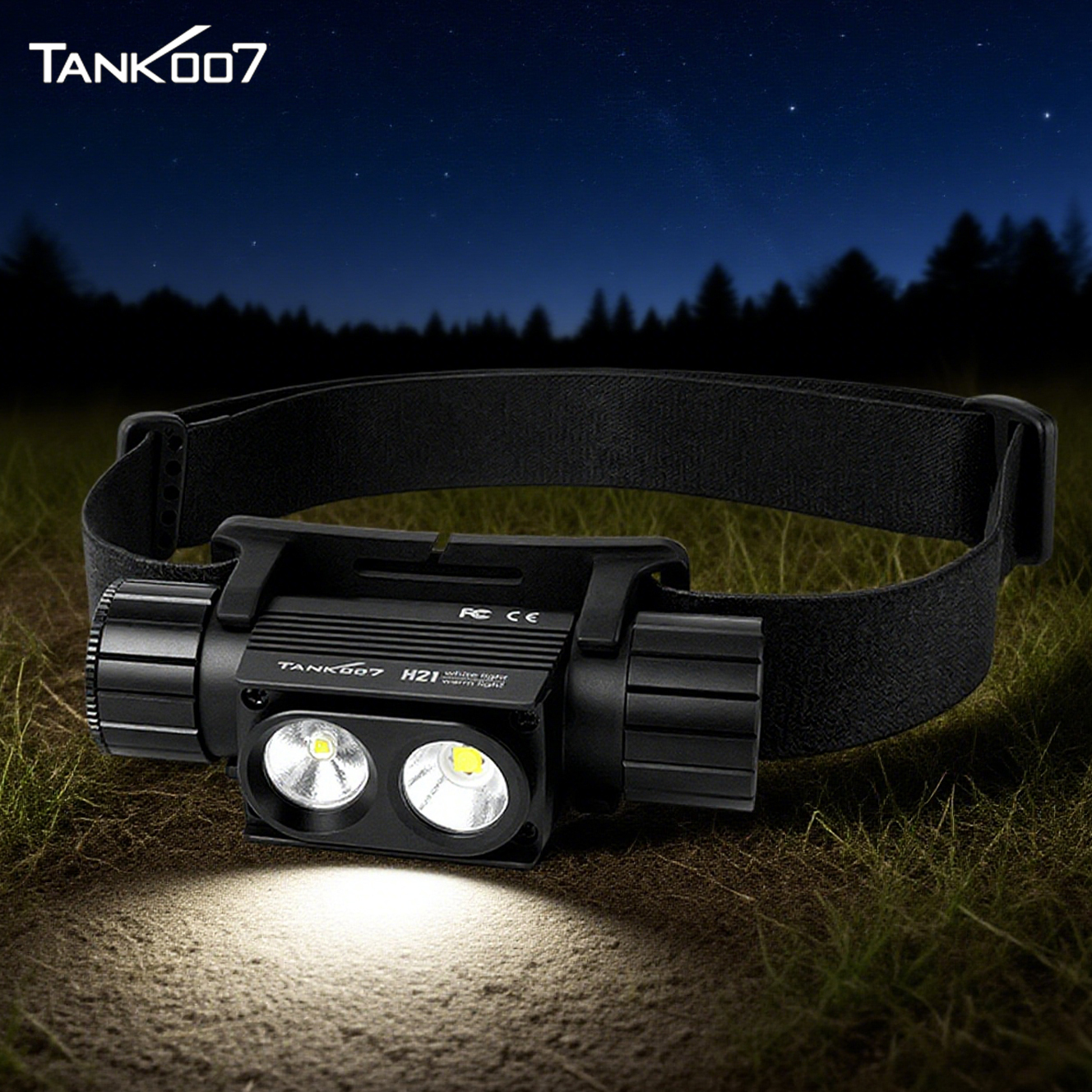 Tank007 H21 Waterproof LED Rechargeable Dual Light Head Lamp Portable High Power Magnetic Head Light for Outdoor Work Hiking