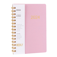Grossistes Impression personnalisée 2024 fil relié en spirale couverture rigide A5 en cuir PU carnet de notes