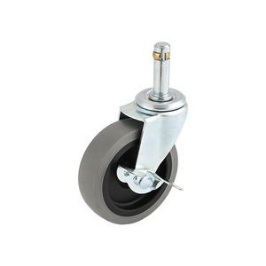 Gray TPR Swivel Caster With Brake 3 Inch Silent Industrial Casters For Office Chairs Shelves Trolleys - Product Image 4