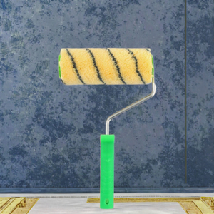 Brocha <span class=keywords><strong>de</strong></span> pintura profesional <span class=keywords><strong>de</strong></span> grado industrial al por mayor con cerdas <span class=keywords><strong>de</strong></span> espuma, rayas azules/amarillas, mango naranja, OEM disponible, China - Product Image 3