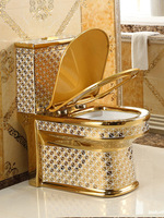 Ensemble de toilettes en céramique moderne de luxe, couleur or, pour salle de bain, hôtel, projet, appartement, villa, maison