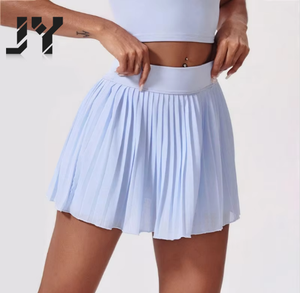 Shorts de <span class=keywords><strong>sport</strong></span> plissés taille haute élastique JY pour femme - Séchage rapide, respirant, idéal pour la gym, le yoga et l'entraînement sportif - Product Image 1