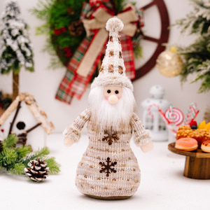 ตุ๊กตาถักนิตติ้งคริสต์มาส ซานตาคลอส มนุษย์หิมะ กวางเรนเดียร์ ของตกแต่งโต๊ะคริสต์มาส ผ้าลายสก็อต ของเล่นสำหรับเด็ก - Product Image 6