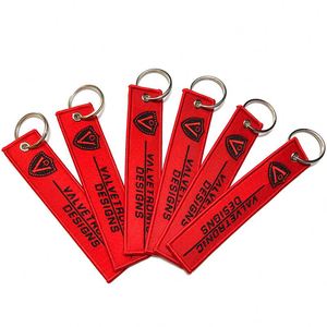 Double Logo Design Polyester Twill Keychain <b>Custom</b> Embroidery for <b>Key</b> Holder Cartoon Style - Product Image 3
