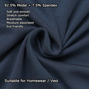 Shanhao Bora Modal <span class=keywords><strong>Spandex</strong></span> Double face Jersey tessuto 50S 20D 225gsm morbido materiale elasticizzato per Homewear canottiere lavorato a maglia - Product Image 2