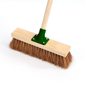 Brosse de nettoyage en fibre naturelle de palmier cacao, poils doux et moelleux, fond en bois massif, épaissi, usage domestique, manche rigide - Product Image 5