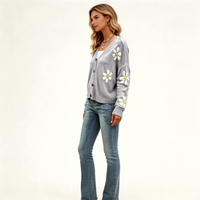 Cardigan en laine tricoté fin pour femme, élégant, uni, col en V, anti-plis, respirant, tricoté à la machine, idéal pour le bureau, collection automne