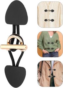 PU Leather Sew On <b>Toggles</b> Closures Vintage Sew On <b>Toggles</b> With Metal Buttons Sewing Accessories For Knitwear Windbreaker Padded - Product Image 5