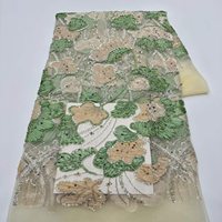 Tissu de luxe perlé avec broderie en mousseline, dentelle perlée avec sequins, tissu africain pour robe de mariée femme