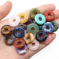Pierre d'agate de cristal naturel, pendentif à boucle sécurisée, pierre circulaire à grand trou, perle en forme de beignet, pierre pour la fabrication de bijoux DIY, accessoire
