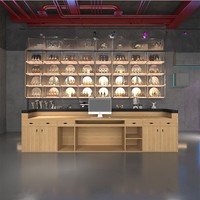 Comptoir de bar vintage industriel en bois massif sur le thème du Typhoon pour KTV, club, hôtel, salle de billard E-Sports, et design de boutique extérieure
