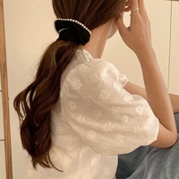 Xiaowangfeng Élastique à cheveux pour femme, haut de gamme, avec perles, nœud en forme de cochon et cordon, style élégant, en élastique robuste
