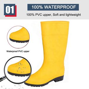 Bottes de pluie en PVC jaunes lé<span class=keywords><strong>g</strong></span>ères, antidérapantes, résistantes aux produits chimiques et à l'huile, non sécurisées, hauteur genou, avec logo, <span class=keywords><strong>prix</strong></span> d'usine, certifiées CE - Product Image 5