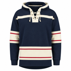 Sweat-shirt de hockey rayé à lacets pour homme, vêtement de match coloré à manches longues, pull à capuche pour équipe de hockey sur glace - Product Image 5