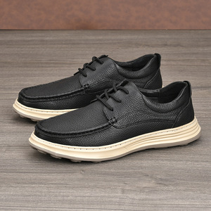 Chaussures robustes en cuir véritable pour hommes, à lacets, bout rond, semelle EVA, amorties, pour toutes les saisons, usage décontracté - Product Image 2