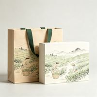 Sac en papier d'art de luxe de haute qualité avec poignée en ruban, emballage de boîte cadeau en carton, boîte à thé haut de gamme, logo personnalisé, image de marque d'entreprise