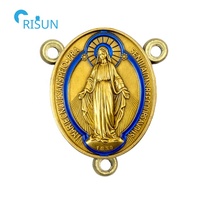 Collier médaille religieuse Notre-Dame Miraculeuse avec centre de chapelet floral, médailles personnalisées pour centre de chapelet