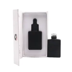 RectangularSerum Essential Oil Glass Dropper Bottle Customized Packing Box 1oz Square Beard Oil Glass Dropper Bottles