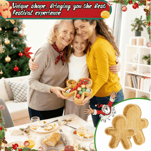 Vassoio Natalizio in Vimini con Omini di Pan di Zenzero, Decorativo in Rattan Intrecciato per Servire Snack - Product Image 6