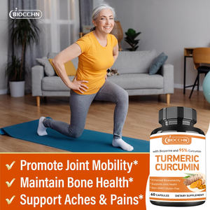 แคปซูลขมิ้นออร์แกนิกผสมขิงและพริกไทยดำขมิ้นเคอร์คูมินสำหรับสุขภาพข้อต่อและกระดูก95% ขมิ้น - Product Image 4