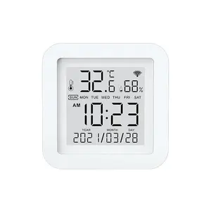 Smart Home Mini Wifi Thermometer Hygrometer Temperatuur Vochtigheidssensor Tijdkalender Thermometer Wifi Monitor Voor Thuisgebruik