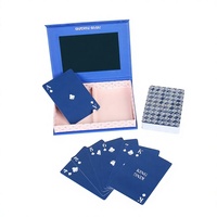 Jeu de cartes de luxe personnalisé avec boîte cadeau à couvercle miroir bleu, double jeu de cartes de poker