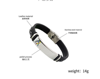 Bracelet en cuir classique personnalisé et écologique, à thème autisme, avec ruban coloré, en acier inoxydable, promotionnel