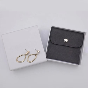 Dark Grey Microfiber Jewelry Pouch Bag Jewelry Snap Button Bags With Necklace Bracelet Pouch Bag With Logo Custom - Product Image 5