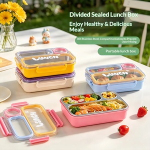 Boîte à lunch isotherme en acier inoxydable de qualité alimentaire 2026 avec système de verrouillage à quatre côtés et couverts intégrés - Product Image 1