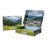 Emballages cadeaux écologiques en carton ondulé, boîtes pliables personnalisées avec revêtement UV, laminage mat, doublure en éponge