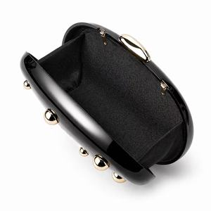 Stylish Black Resin Clutch Bag With Pearl Decoration Magnetic Closure Evening Party Handbag Guangzhou factory evening bag - Product Image 4