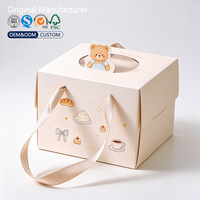 Boîte à gâteau personnalisée en matériaux recyclés avec fenêtre transparente en PET, ruban et poignée, emballage alimentaire en papier de qualité alimentaire, OEM ODM