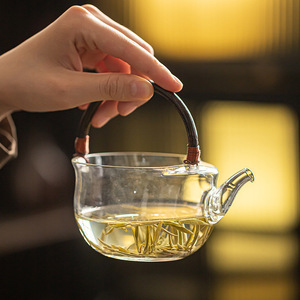 Kung Fu <b>Tea</b> <b>Pot</b> High Borosilicate Glass Heat Resistant With Handle For Brewing Green <b>Tea</b> - Product Image 1