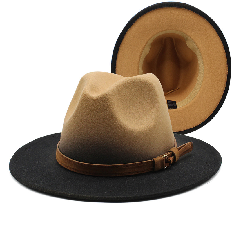 Lmtossey Grote Brede Rand Vilt Fedora Hoed Wol Jazz Hoeden Mannen Vrouwen Vintage Panama Cap