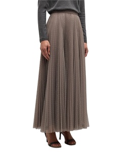 2024 Winter Custom Elegant High Waist <strong>Pleated</strong> Plus Size Embellished Tulle <strong>Maxi</strong> <strong>Skirt</strong> for Women - Product Image 2