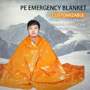 Couverture de survie thermique en Mylar imperméable orange 130*210 cm pour situations d'urgence, avec logo personnalisé - Product Image 1