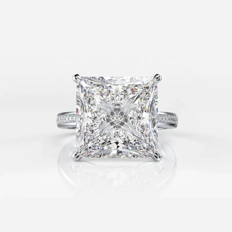 Princess Cut CVD Diamond Lab Grown Diamond Side Stone Engagement lab diamond ring 18 k Gold Women's Jewelry