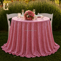 Nappe Ronde en Velours Écrasé à Paillettes Rose et Noir Scintillante pour Mariage, Banquet, Fête, Décoration de Salle d'Événements