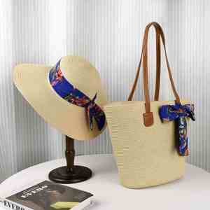 Bolsa de Playa de Papel Flexible con Cinta Floral Unisex al por Mayor con Sombrero, Set de Bolsa y Sombrero para Viajes de Verano - Product Image 5