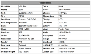 YANGOR Best Seller Y20 Plus Vélo électrique tout-terrain avec pneus larges de 20 pouces, vélo électrique tout terrain, vélo électrique - Product Image 5