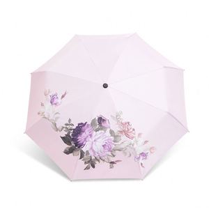 Parapluie pare-soleil automatique, protection UV, design pliable avec motif de fleurs de pivoine - Product Image 3