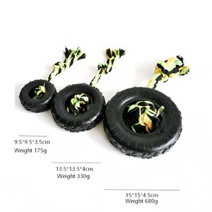 Jouet de traction pour chien en caoutchouc <span class=keywords><strong>noir</strong></span> avec corde en coton, jouet à mâcher indestructible résistant aux morsures pour toutes les races de chiens - Product Image 1