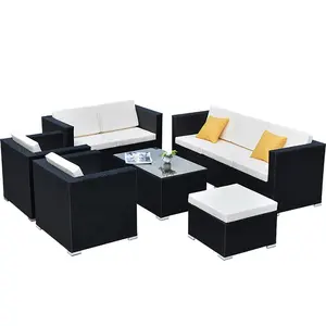 Comfortable And Casual Factory Wholesale Sectional Aluminum Rattan Modern Outdoor Furniture Sofas Sets Garden Set